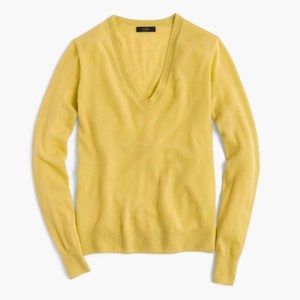 J.Crew Yellow Cashmere Lightweight V-neck Sweater